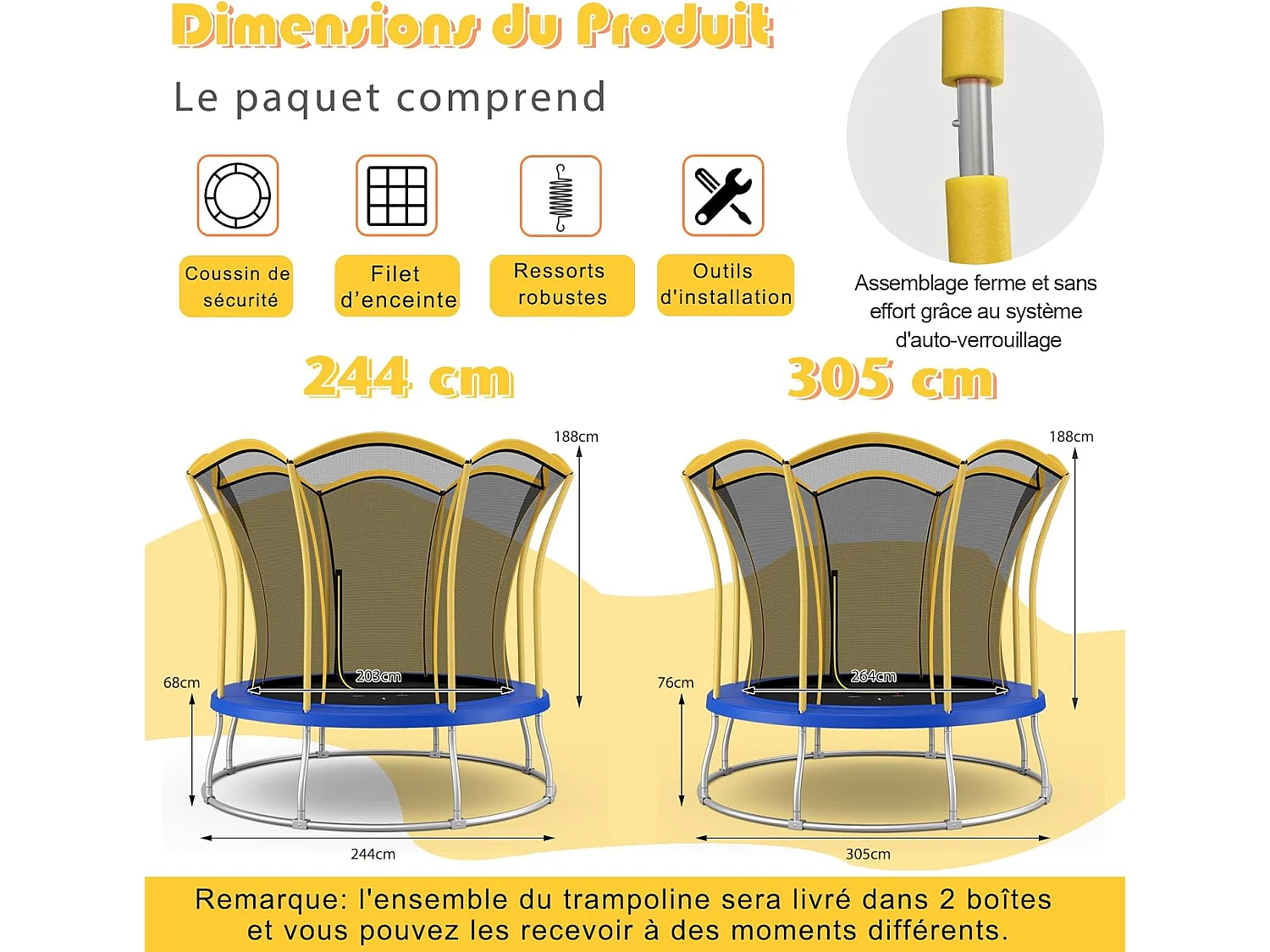 Trampoline Enfant Ø 305cm avec Filet de Protection, Trampoline de Jardin en Forme Fleur avec Certification GS, Coussin de Sécurité & Cadre en Métal Galvanisé