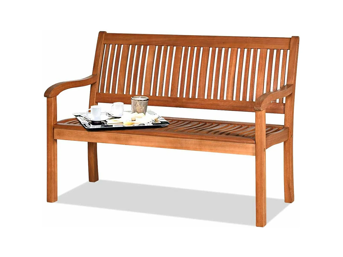Banc de Jardin, Bois d’Acacia, 126 x 63 x 91 cm, Charge 360KG, Dossier Incliné, Accoudoir Incurvé, Banc Exterieur Jardin pour Tessarre Porche Cour