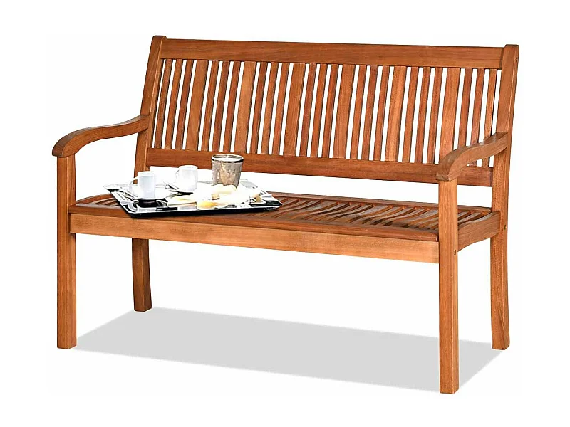 Banc de Jardin, Bois d’Acacia, 126 x 63 x 91 cm, Charge 360KG, Dossier Incliné, Accoudoir Incurvé, Banc Exterieur Jardin pour Tessarre Porche Cour