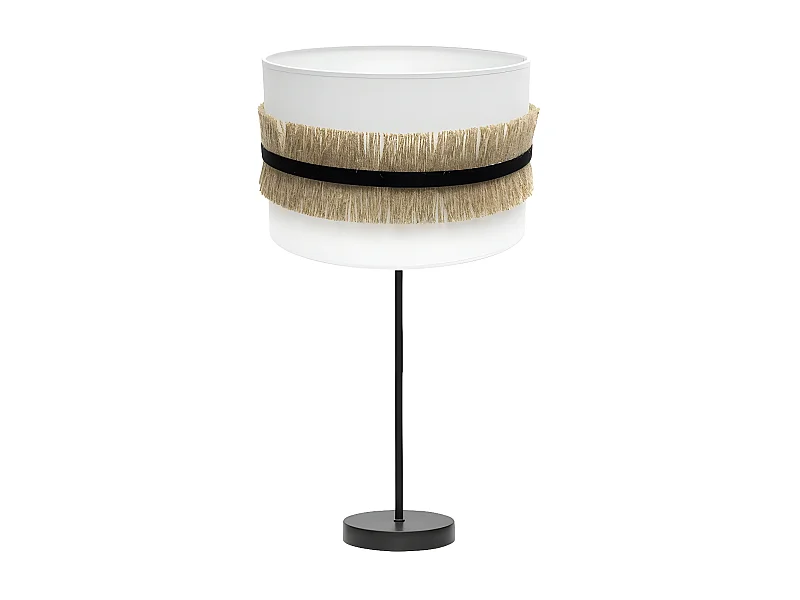 Lampara Rinconera De Sobremesa Angola Negra Con Pantalla