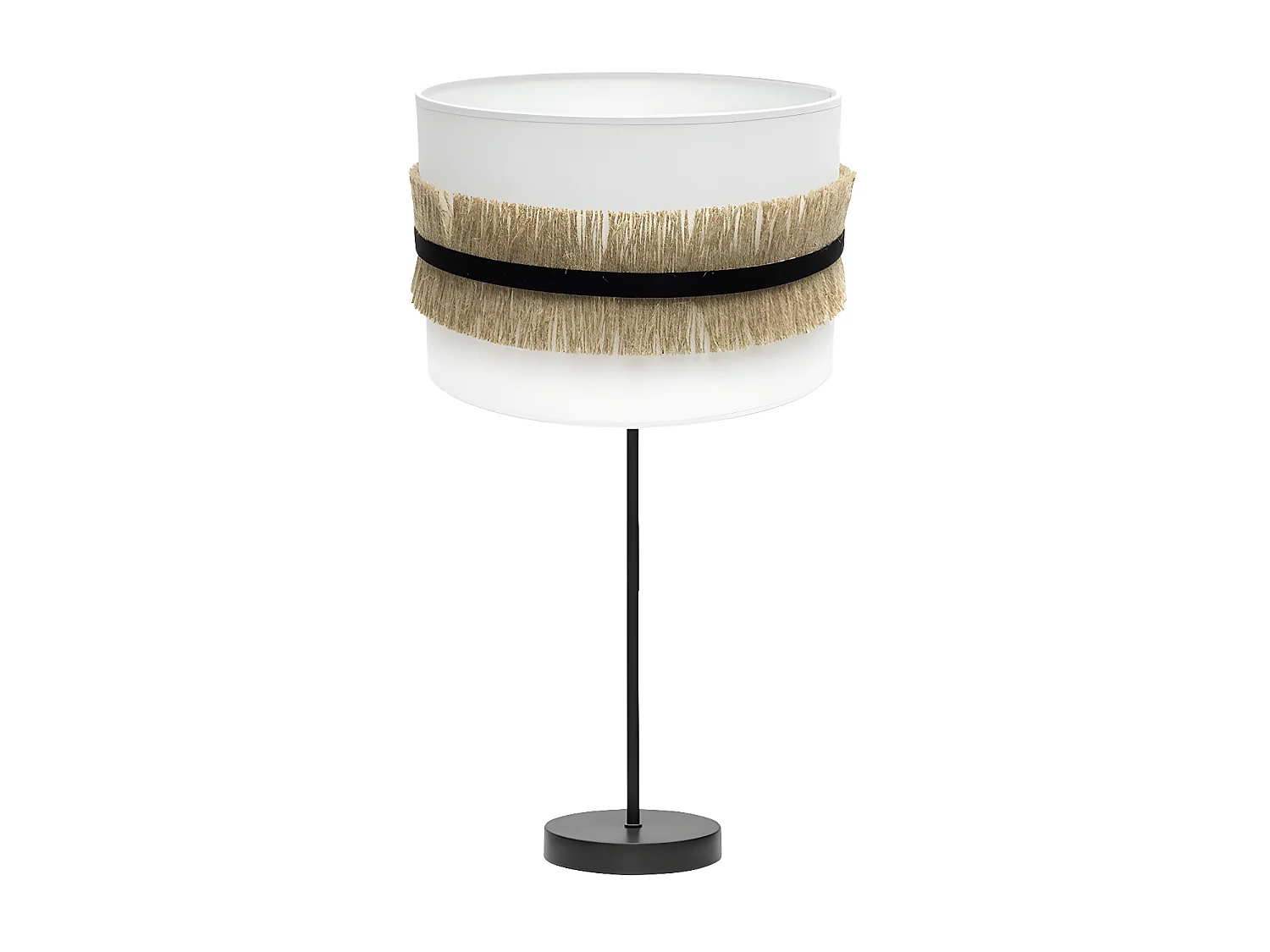 Lampara Rinconera De Sobremesa Angola Negra Con Pantalla