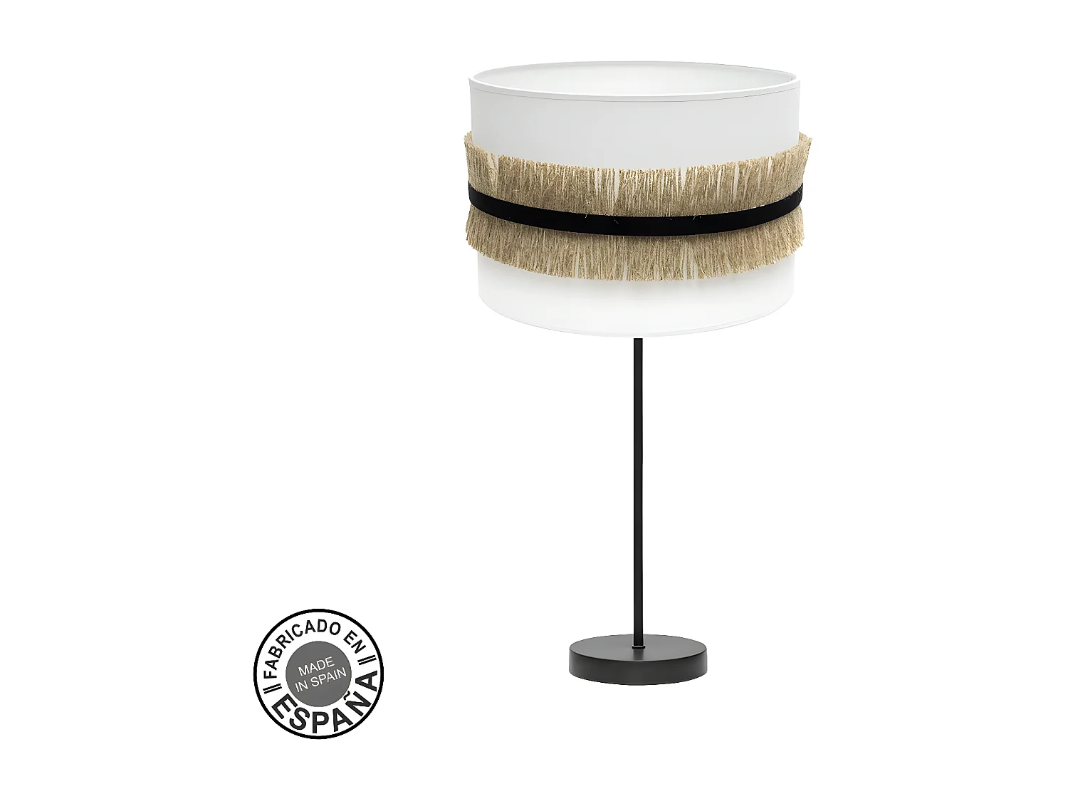 Lampara Rinconera De Sobremesa Angola Negra Con Pantalla