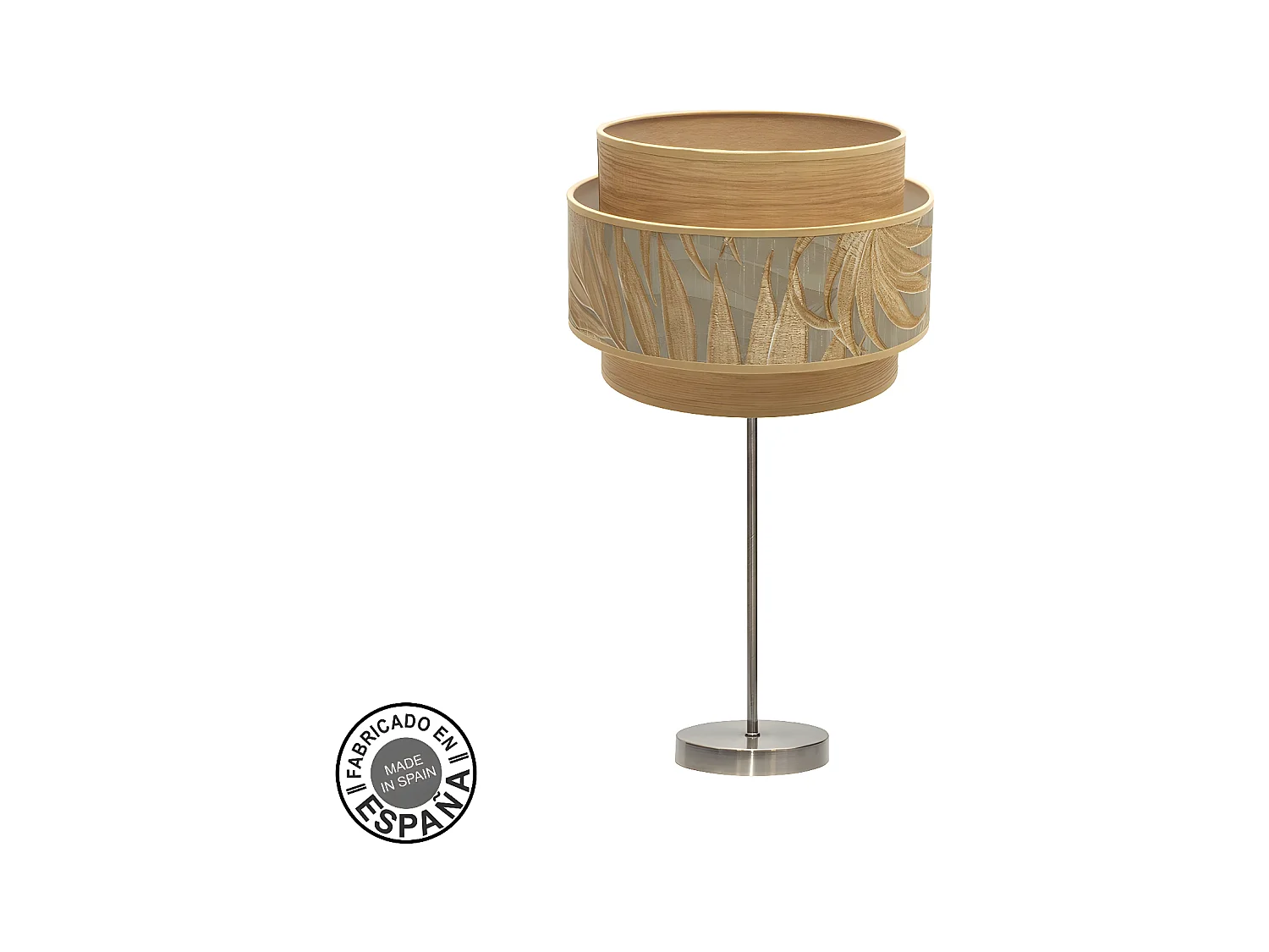 Lampara Sobremesa Modelo Samoa Dorado Con Pantalla Doble