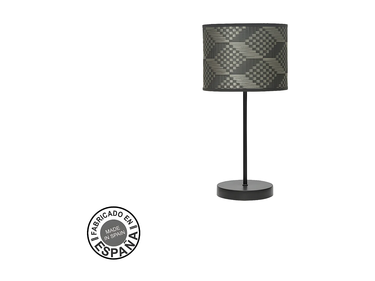 Lampara Sobremesa Moda Negro Con Pantalla Decorativa