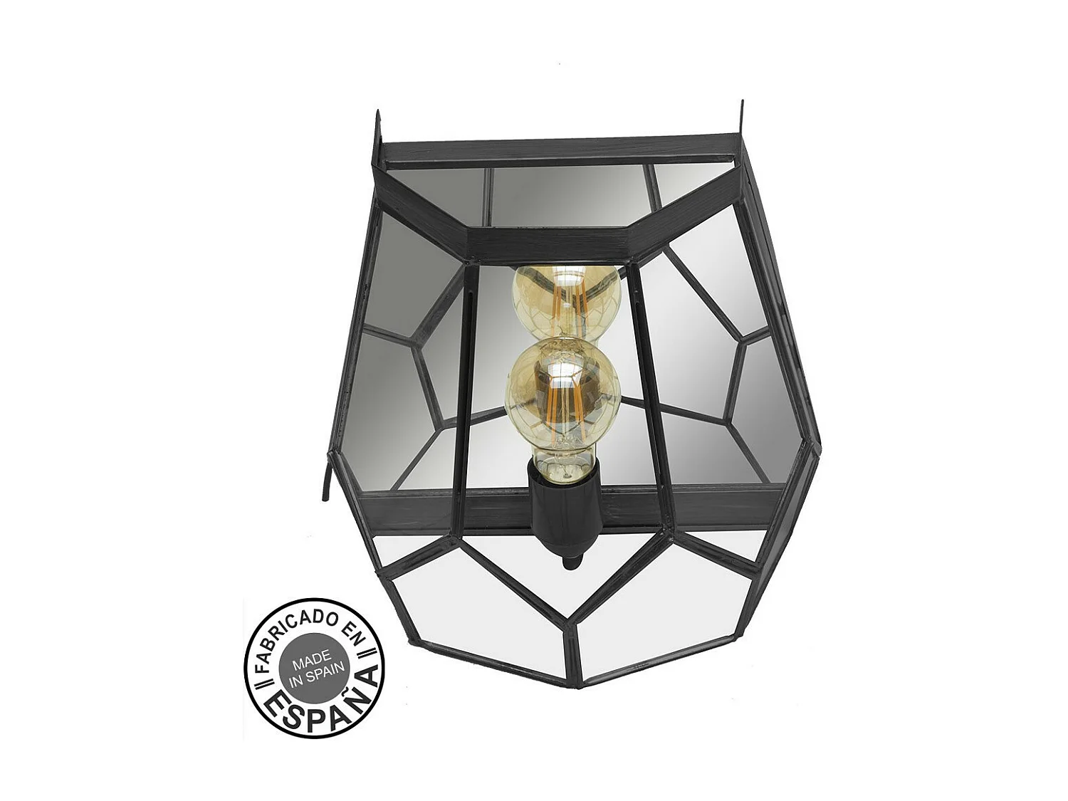 Aplique De Pared Modelo Lente Negro Fondo Espejo