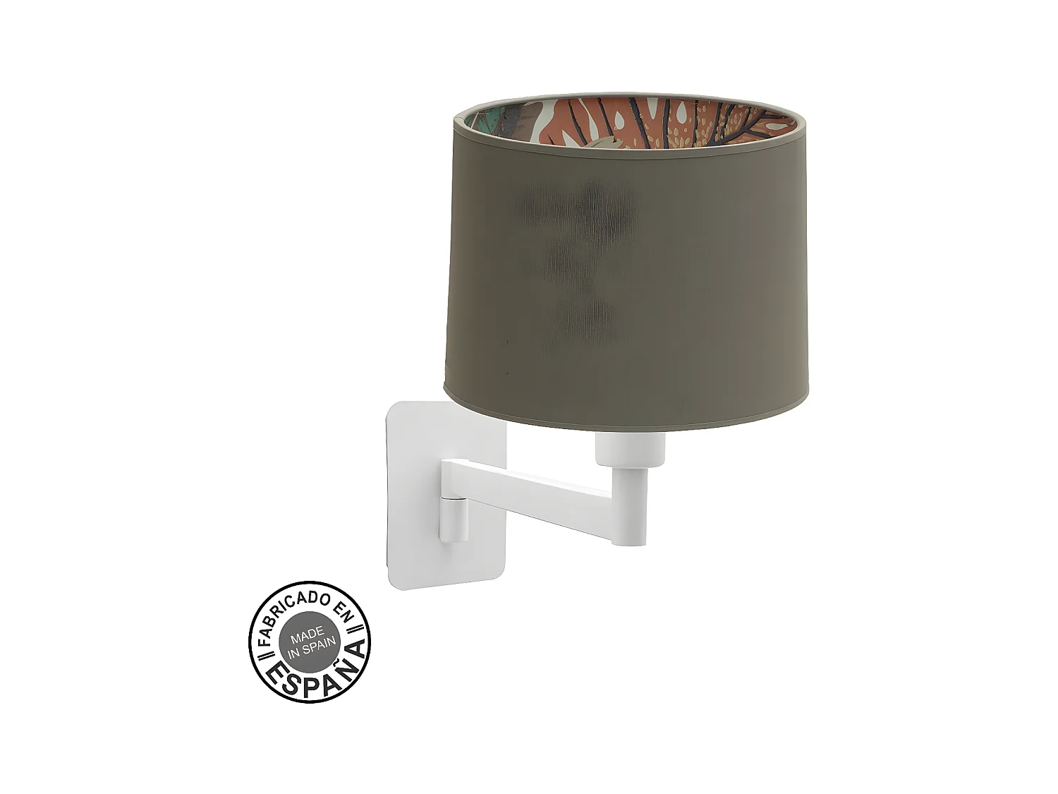 Aplique De Pared Modelo Tunez Gris Con Pantalla