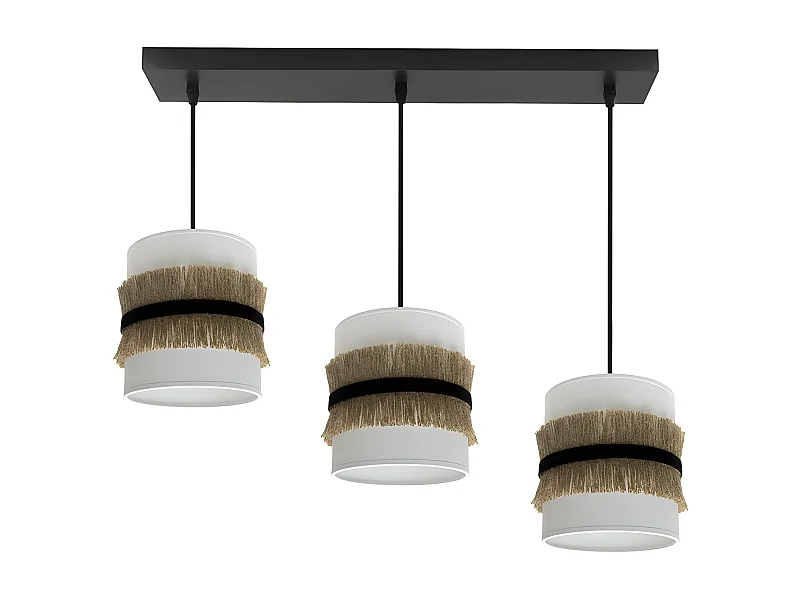 Lampara Lineal Modelo Angola Negra Con 3 Colgantes Pantalla