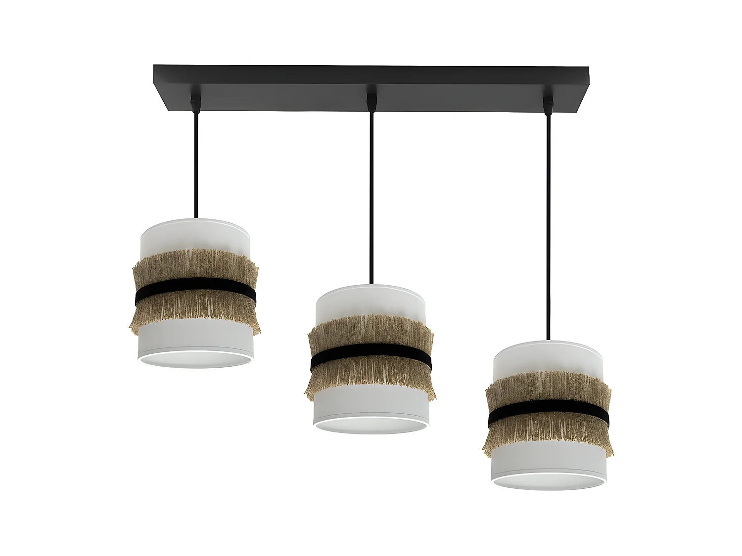 Lampara Lineal Modelo Angola Negra Con 3 Colgantes Pantalla