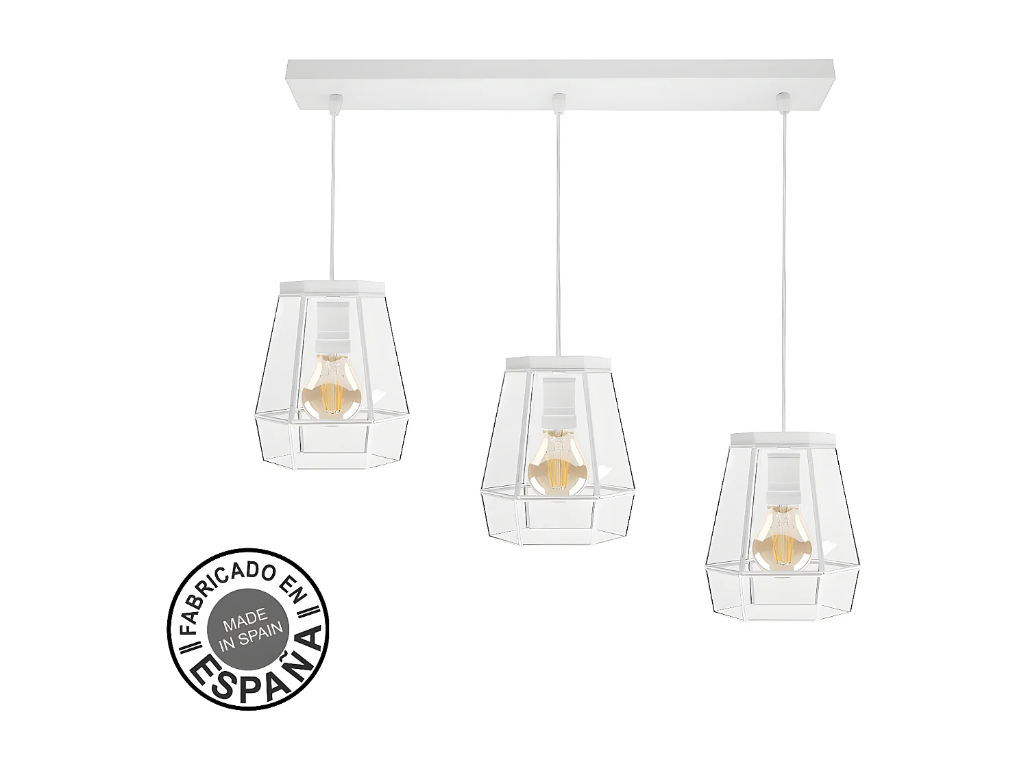 Lampara Lineal 3 Luces Modelo Guia Blanco Artesanal