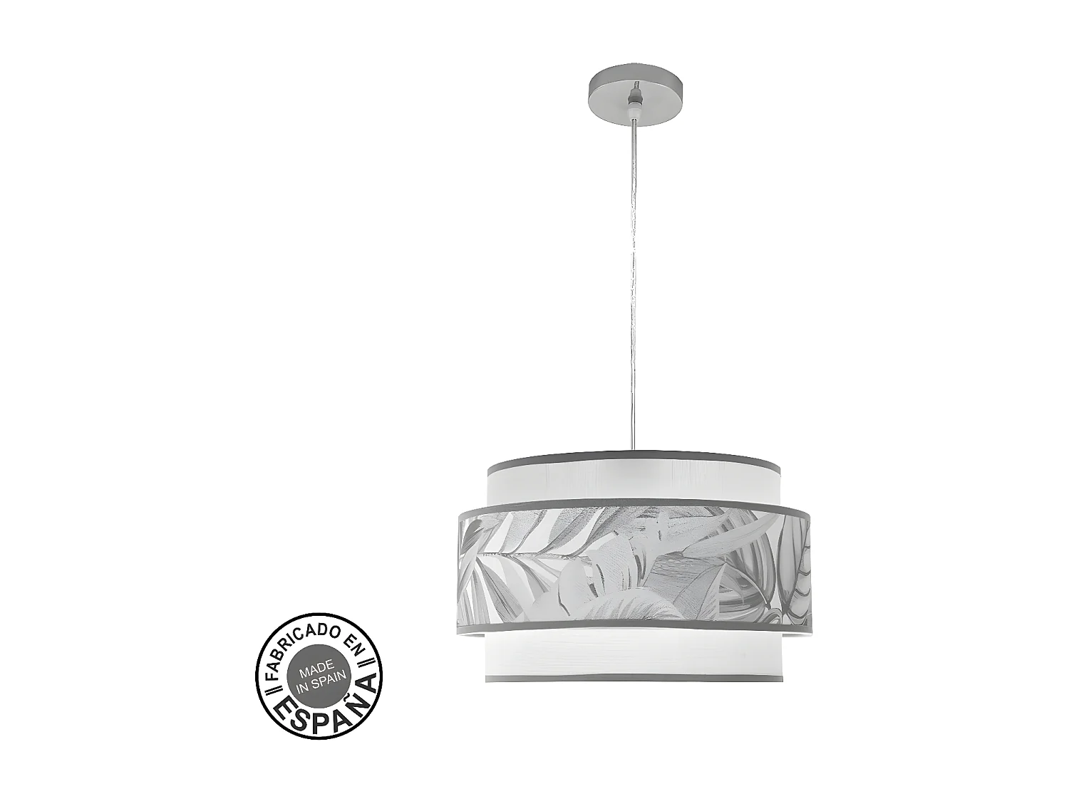 Colgante 1 Luz Modelo Camerun Gris Con Doble Pantalla
