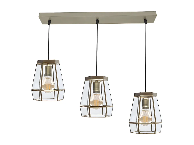 Lampara Lineal 3 Colgantes Modelo Guia Dorada