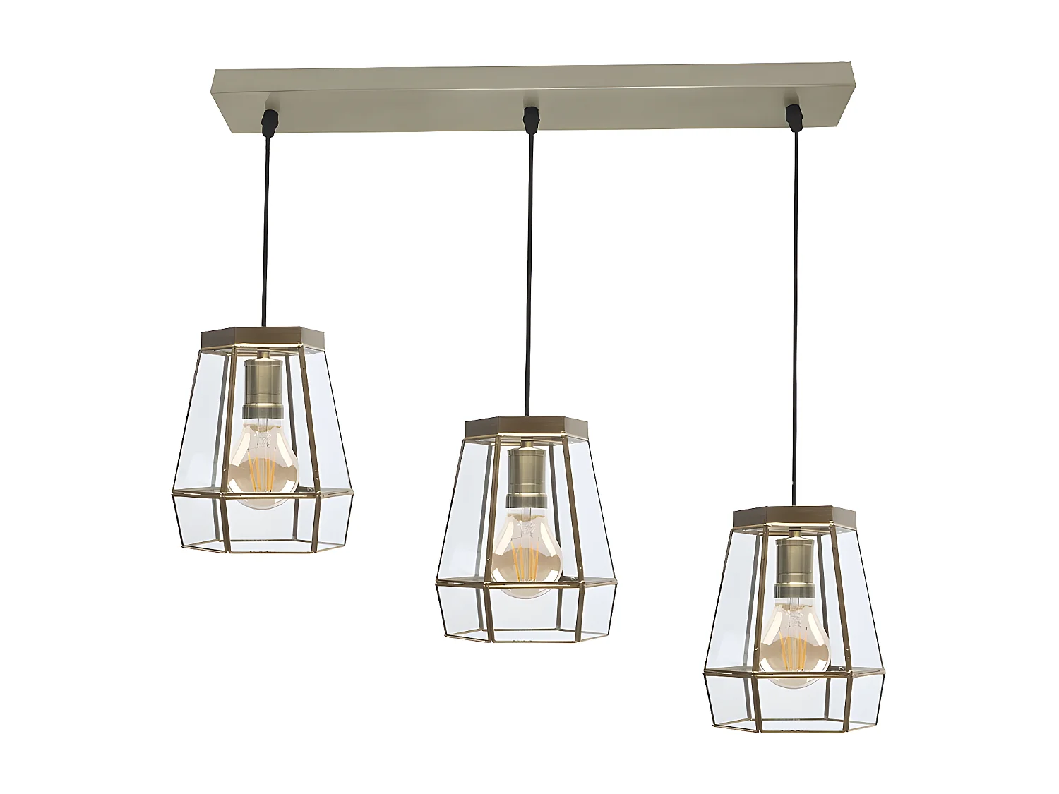 Lampara Lineal 3 Colgantes Modelo Guia Dorada