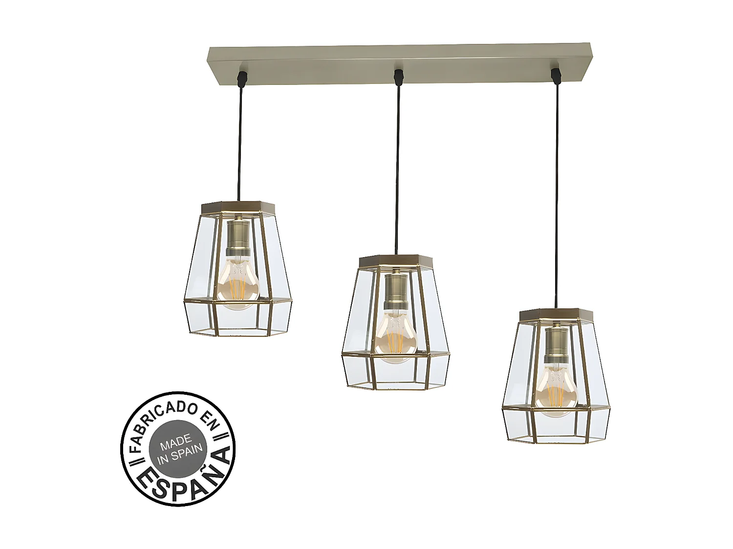 Lampara Lineal 3 Colgantes Modelo Guia Dorada