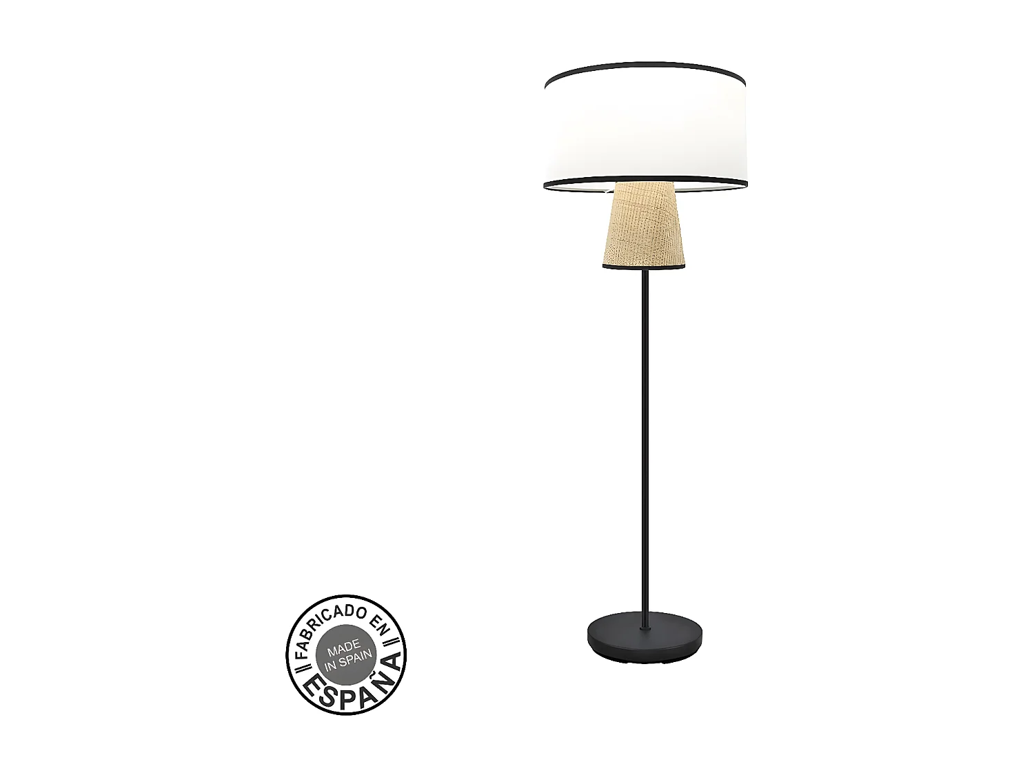 Lampara De Pie Modelo Camboya Con Pantalla Blanca 1 Luz