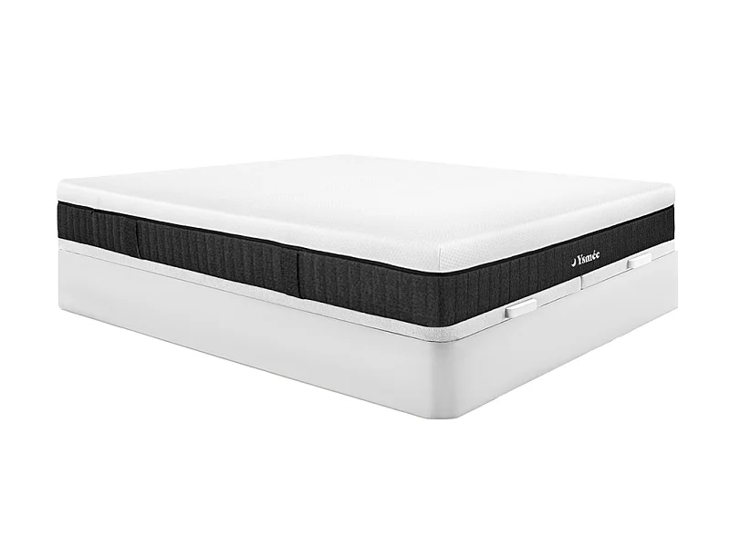 Ensemble 180 x 200 cm sommier coffre blanc + matelas ressorts ensachés 5 zones ép.21cm - CIDORA de YSMÉE
