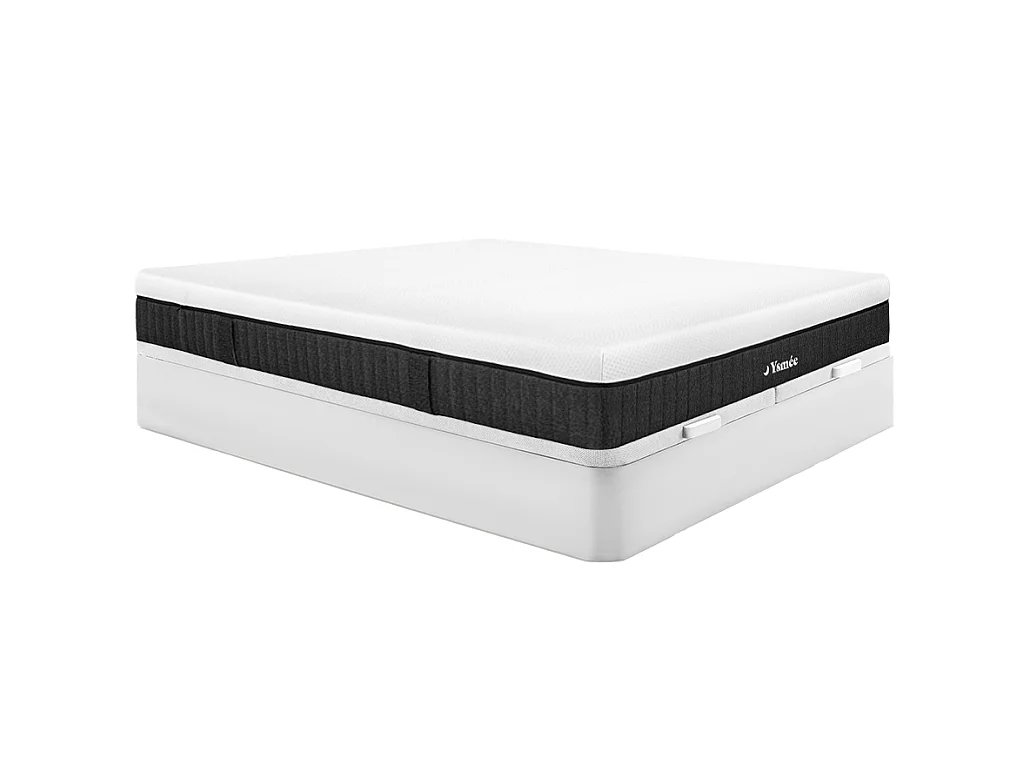 Ensemble 180 x 200 cm sommier coffre blanc + matelas ressorts ensachés 5 zones ép.21cm - CIDORA de YSMÉE
