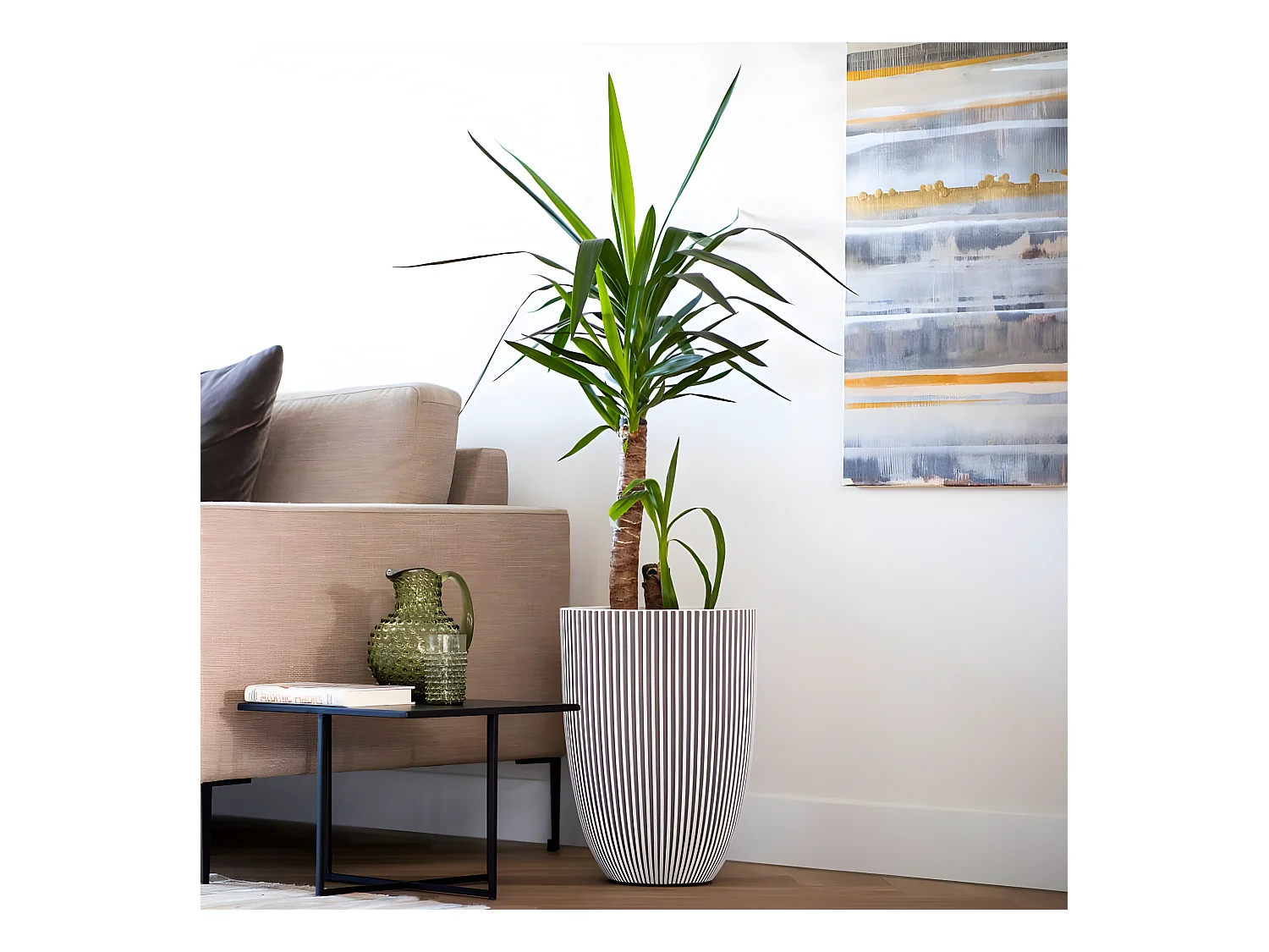Vaso elegante Groove 34x46 cm cor marfim