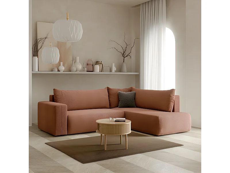 Canapé d'angle convertible LETTIO terracotta