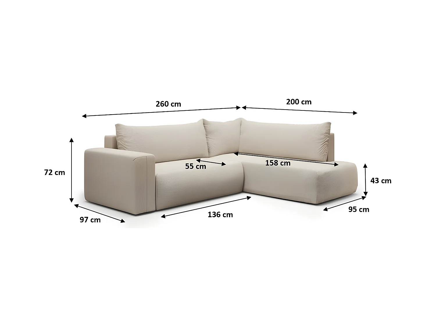 Canapé d'angle convertible LETTIO beige