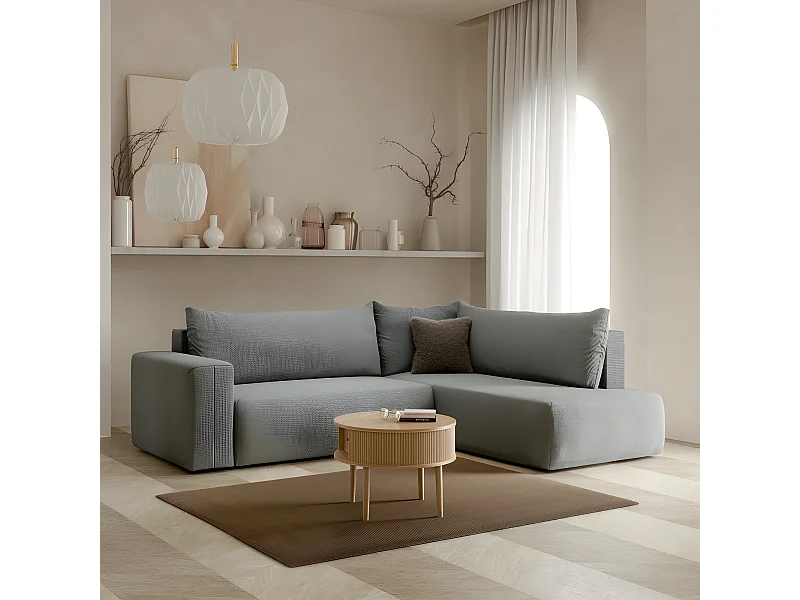 Canapé d'angle convertible LETTIO gris foncé