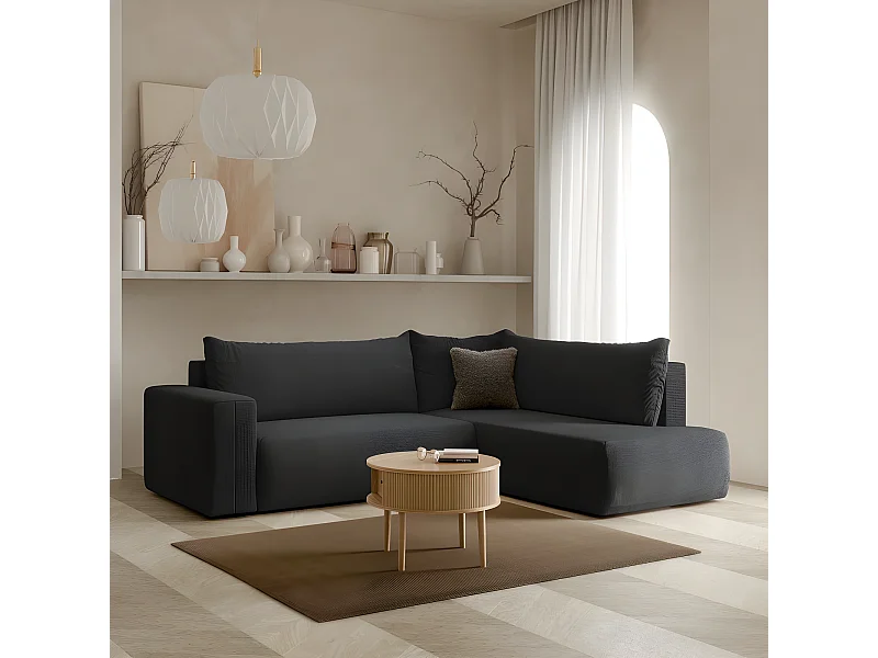 Canapé d'angle convertible LETTIO noir