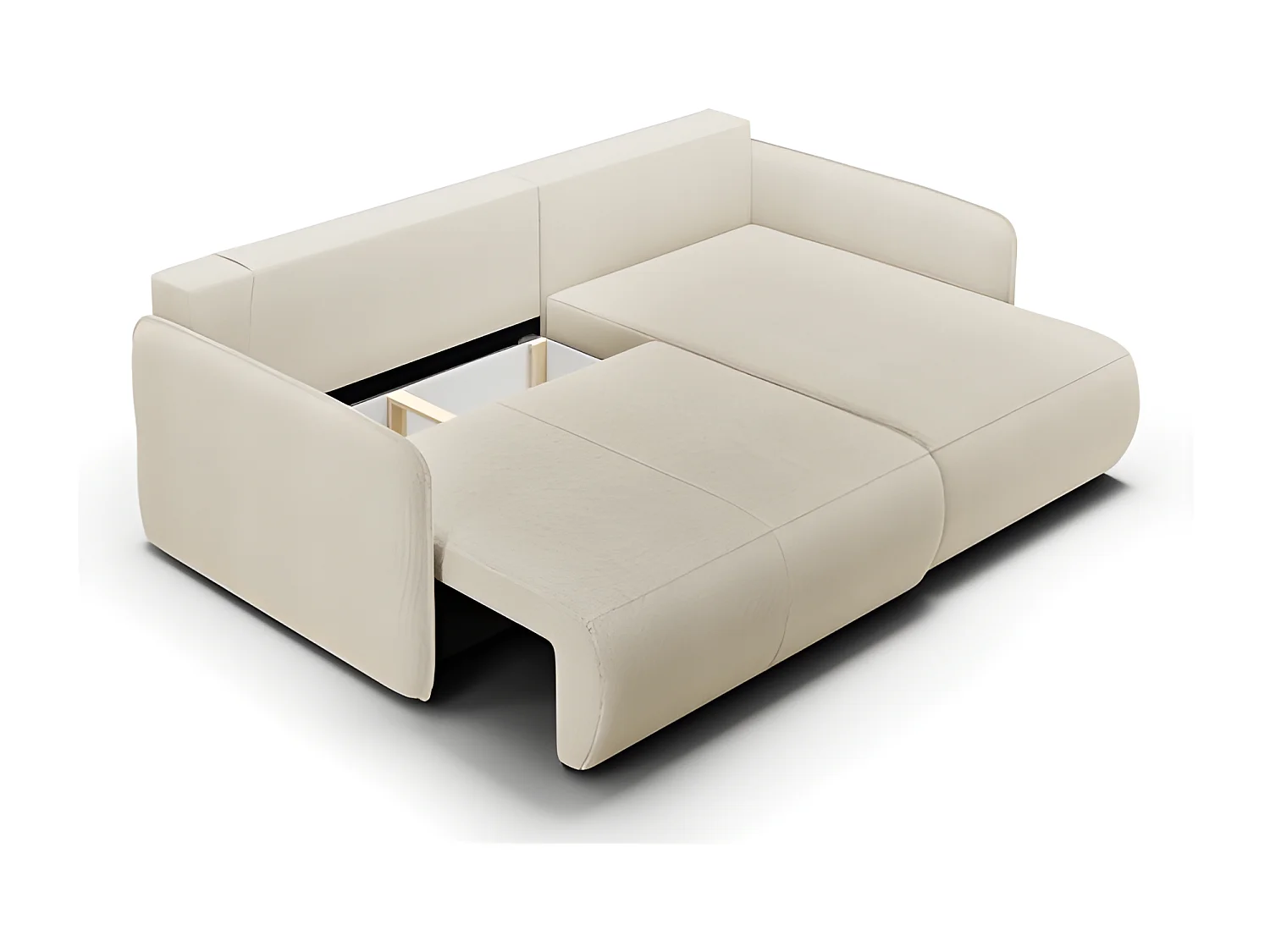 Canapé d'angle convertible FORIA en L en tissu hydrophobe beige
