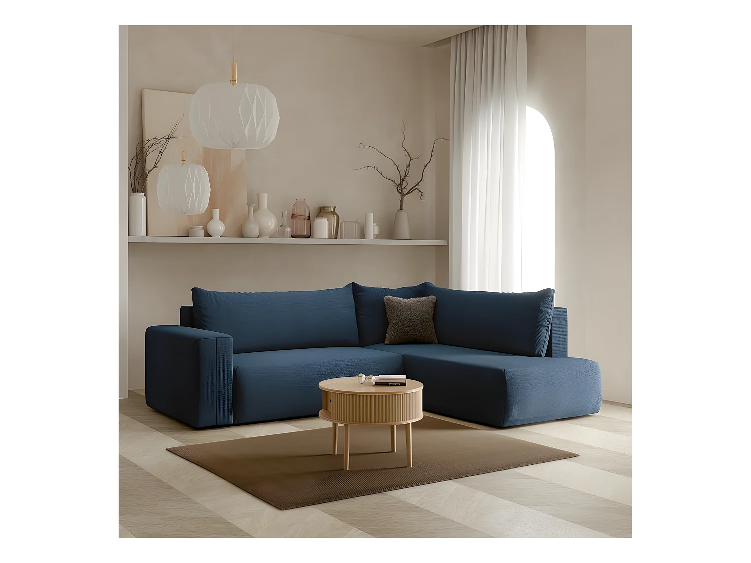 Canapé d'angle convertible LETTIO bleu