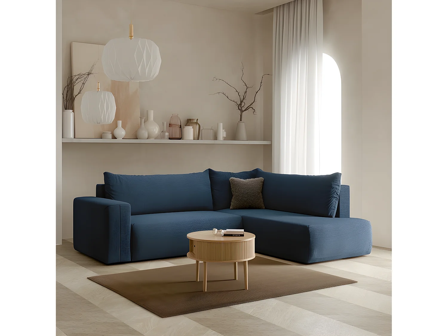 Canapé d'angle convertible LETTIO bleu