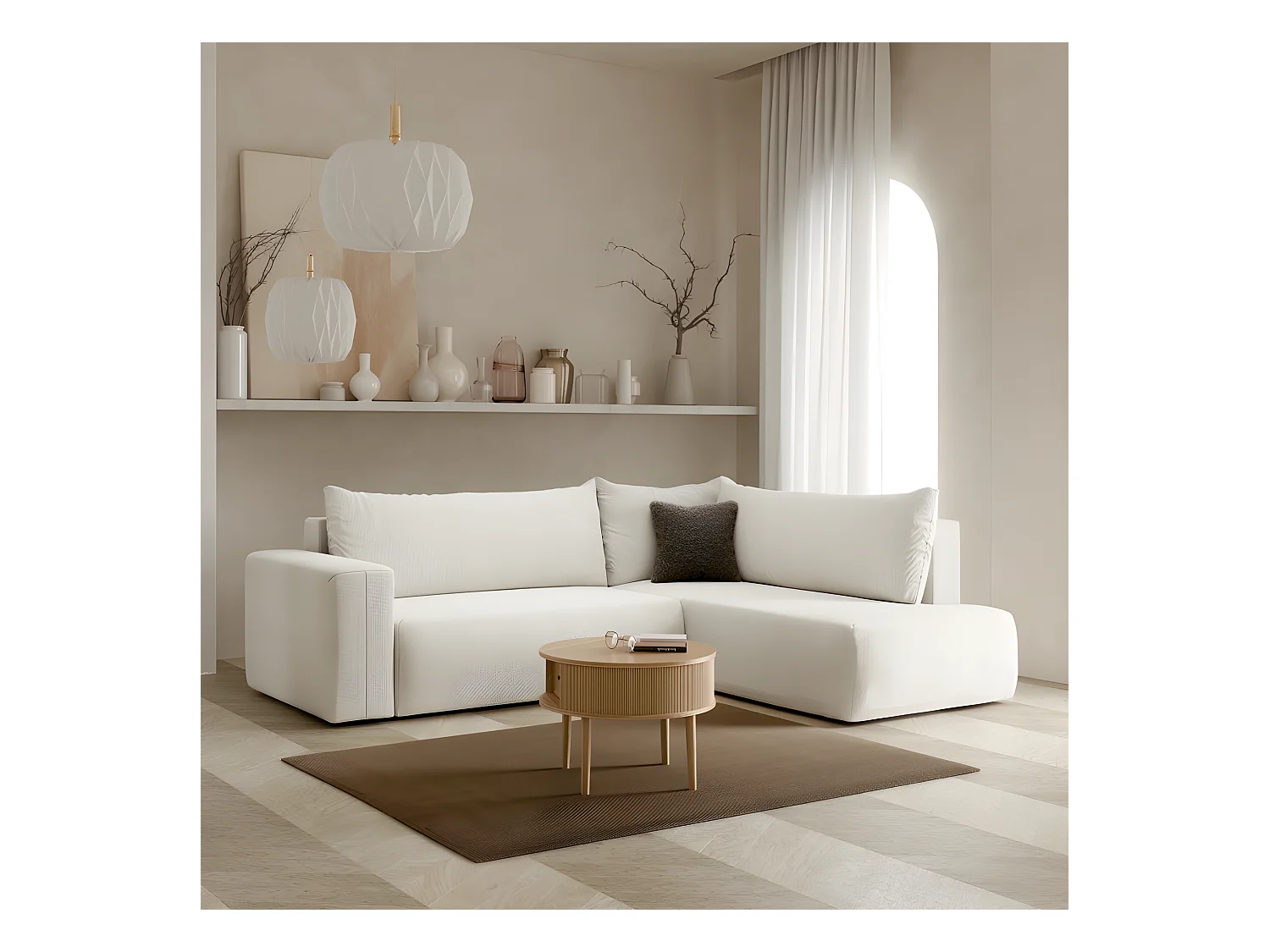 Canapé d'angle convertible LETTIO blanc