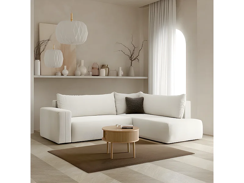 Canapé d'angle convertible LETTIO blanc
