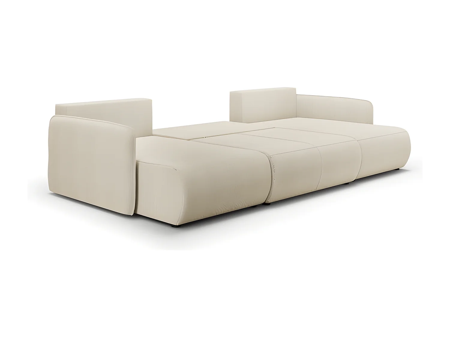 Canapé d'angle panoramique FORIA en U en tissu hydrophobe beige