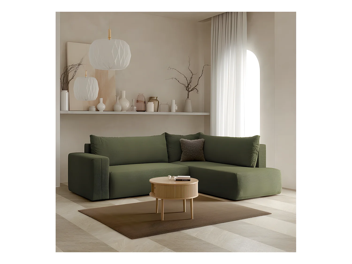 Canapé d'angle convertible LETTIO vert