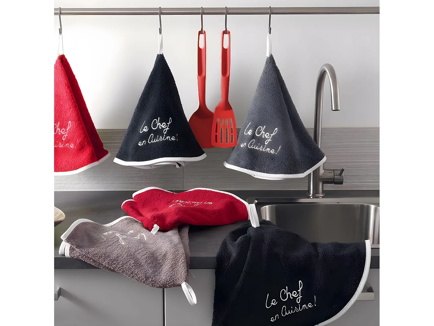 Essuie-Main Rond "Cuistot" 60cm Anthracite