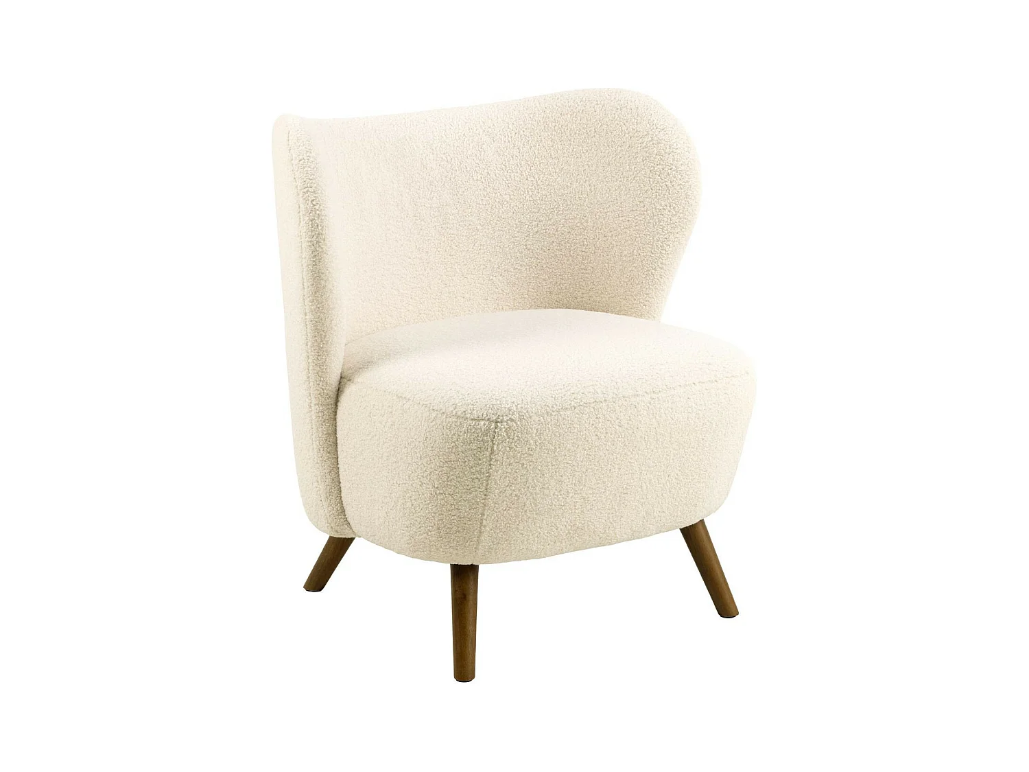 Fauteuil en tissu écru et piétement bois peint en noir - WINNY