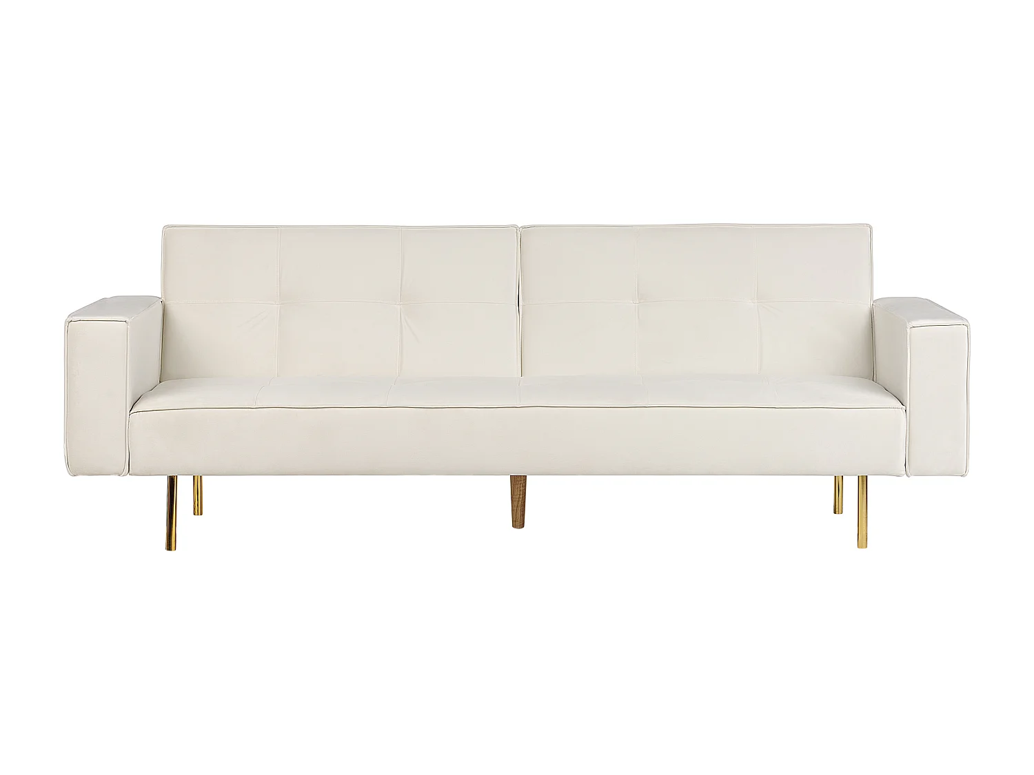 3-Sitzer Sofa mit Schlaffunktion Samt creme weiß gesteppt Schlafsofa Visnes