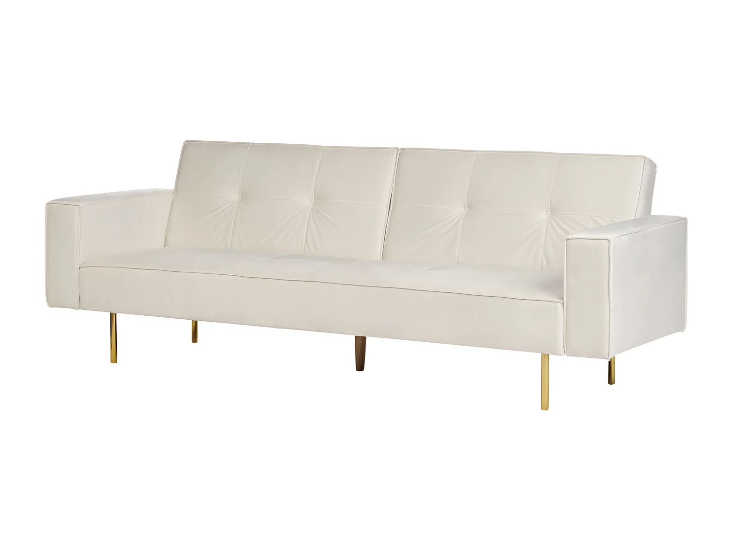3-Sitzer Sofa mit Schlaffunktion Samt creme weiß gesteppt Schlafsofa Visnes