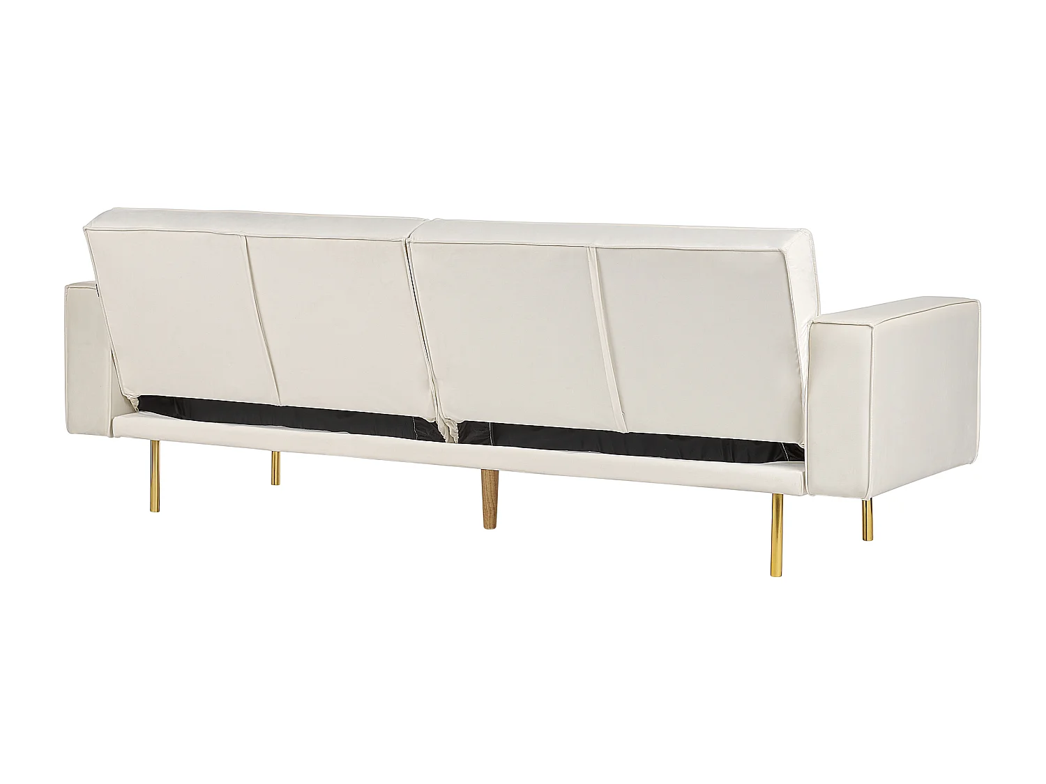 3-Sitzer Sofa mit Schlaffunktion Samt creme weiß gesteppt Schlafsofa Visnes