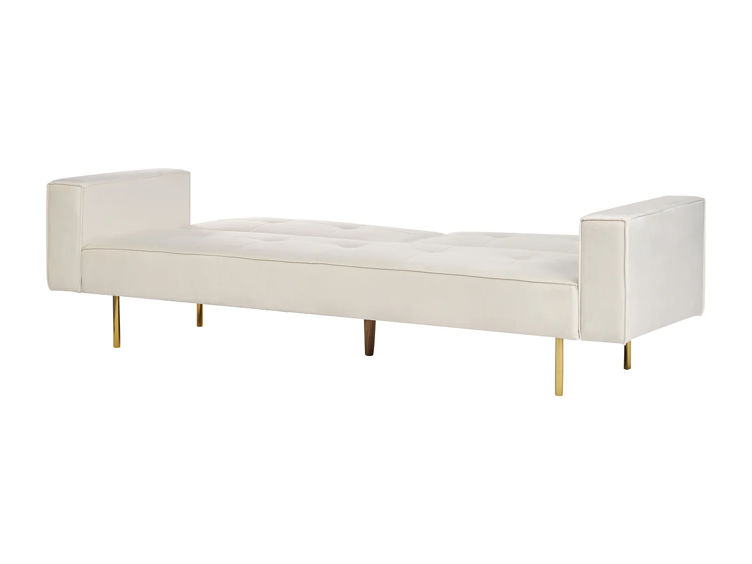 3-Sitzer Sofa mit Schlaffunktion Samt creme weiß gesteppt Schlafsofa Visnes