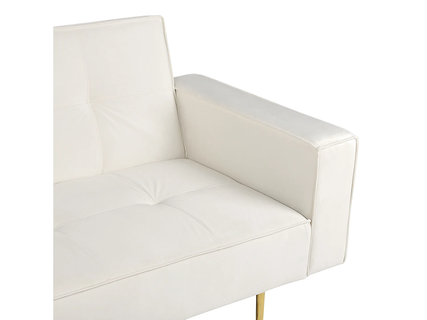 3-Sitzer Sofa mit Schlaffunktion Samt creme weiß gesteppt Schlafsofa Visnes