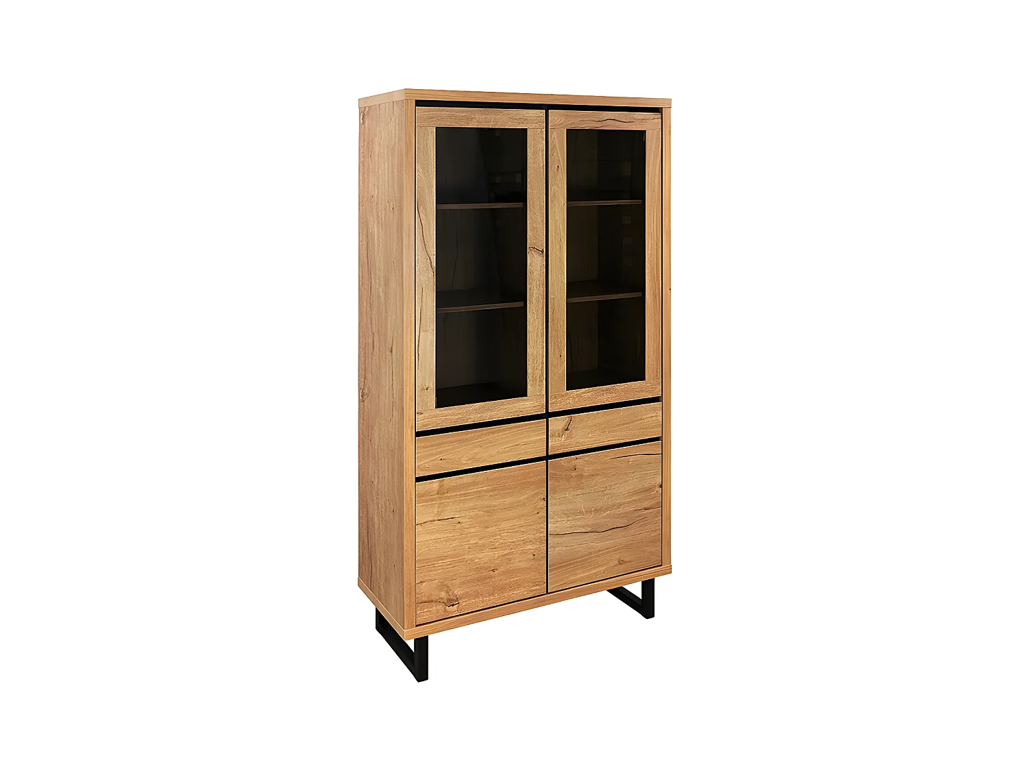 Vitrine grand modèle 2 + 2 portes 2 tiroirs Sully