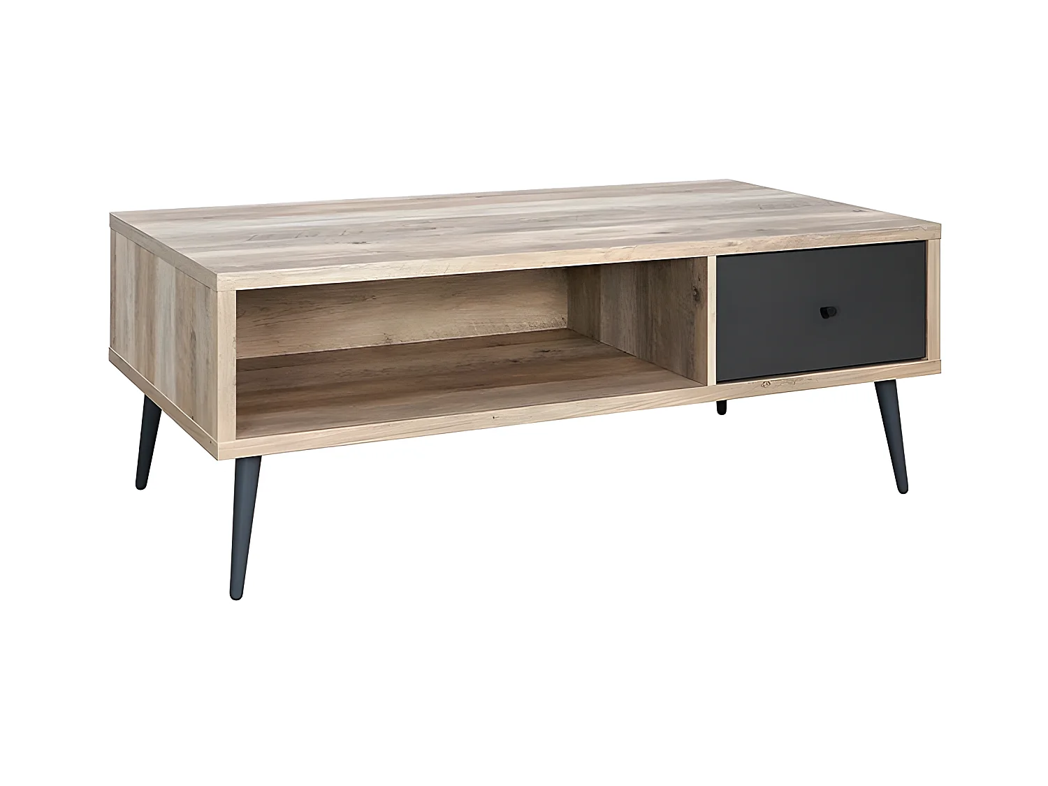 Table basse 1 tiroir 2 niches Scott
