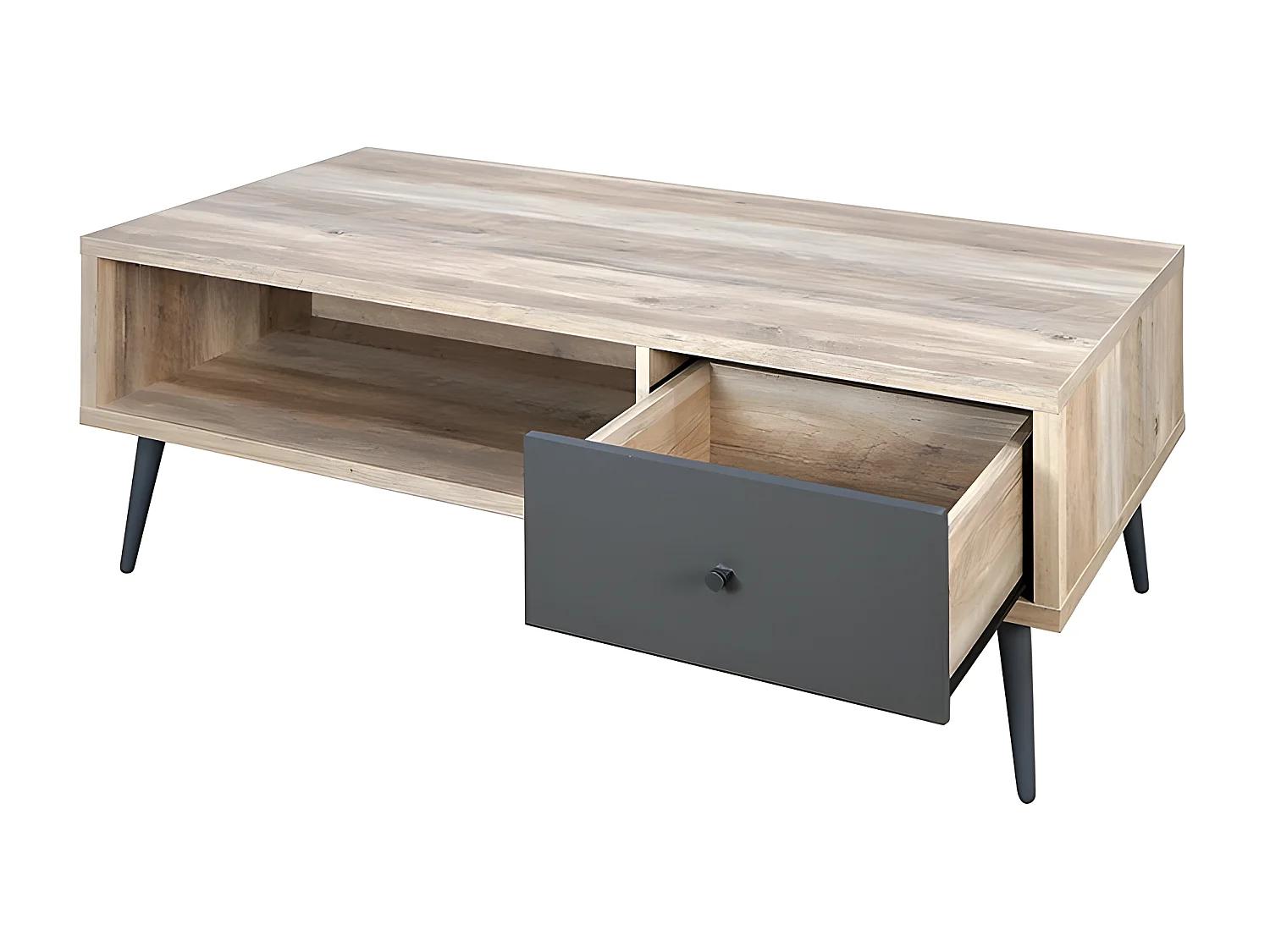 Table basse 1 tiroir 2 niches Scott