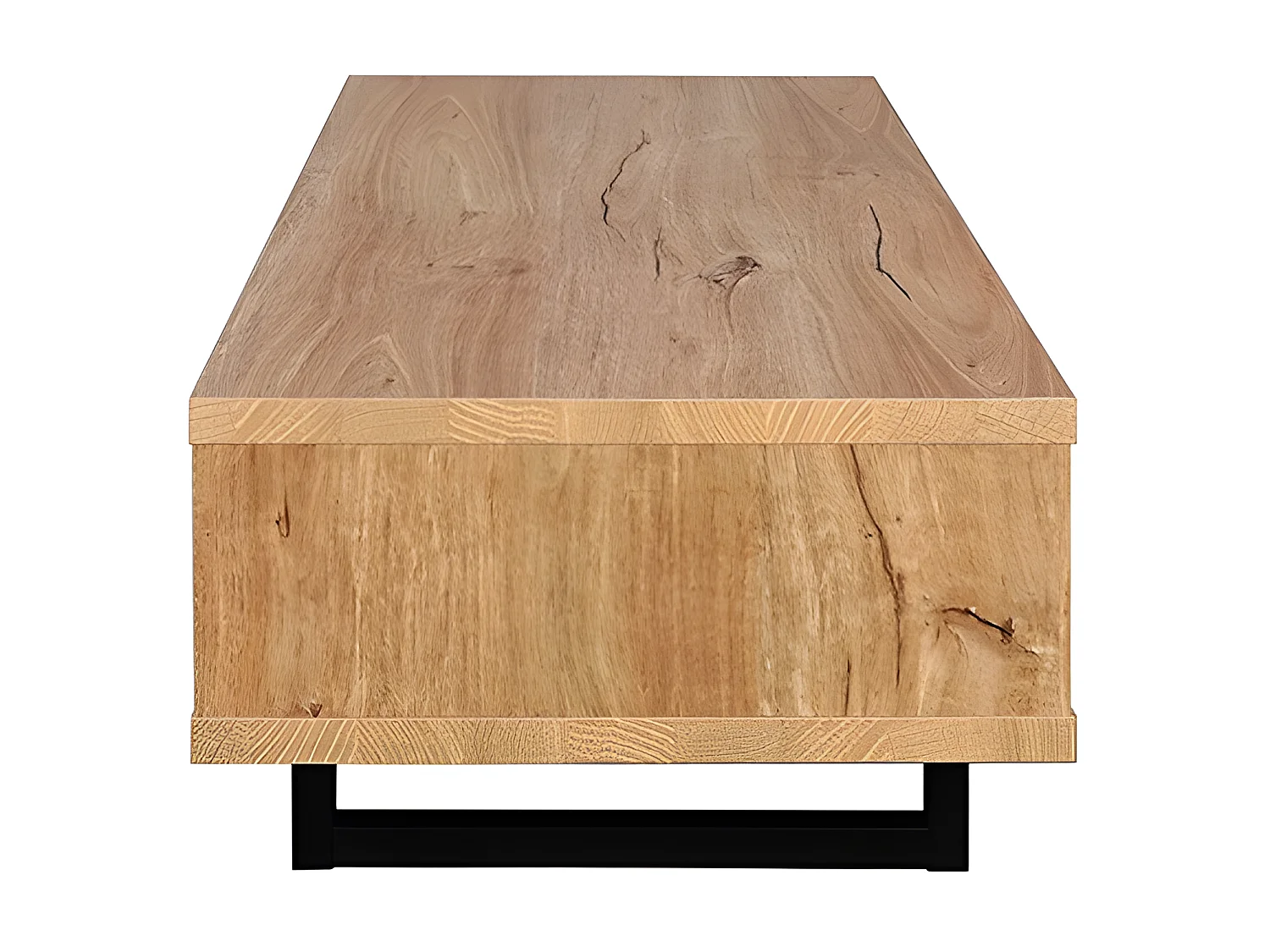 Table basse 2 niches 1 tiroir pieds métal Sully