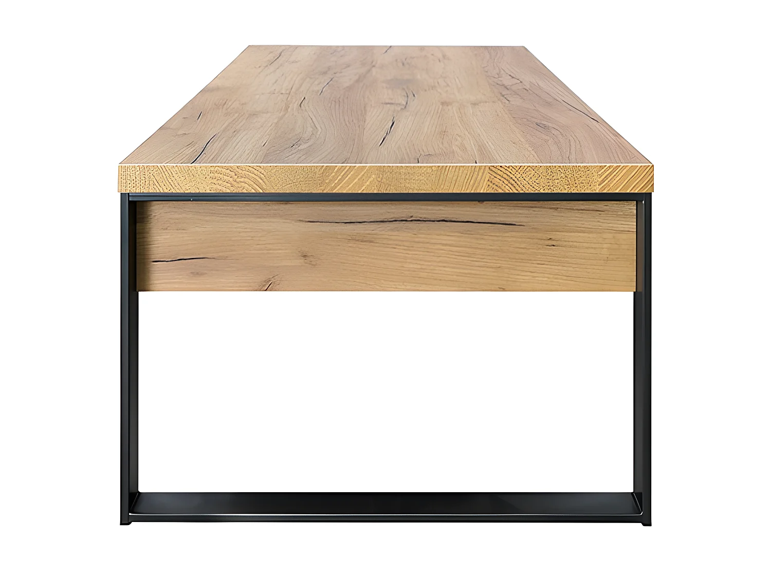 Table basse 2 tiroirs 1 niche pieds métal Ron