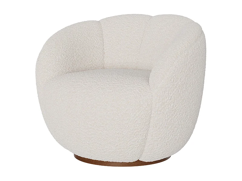 Sillón giratorio en tela bouclé blanco - Ysé