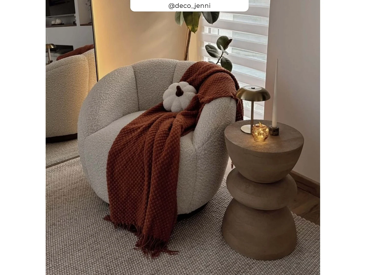 Fauteuil pivotant en tissu bouclé blanc - Ysé