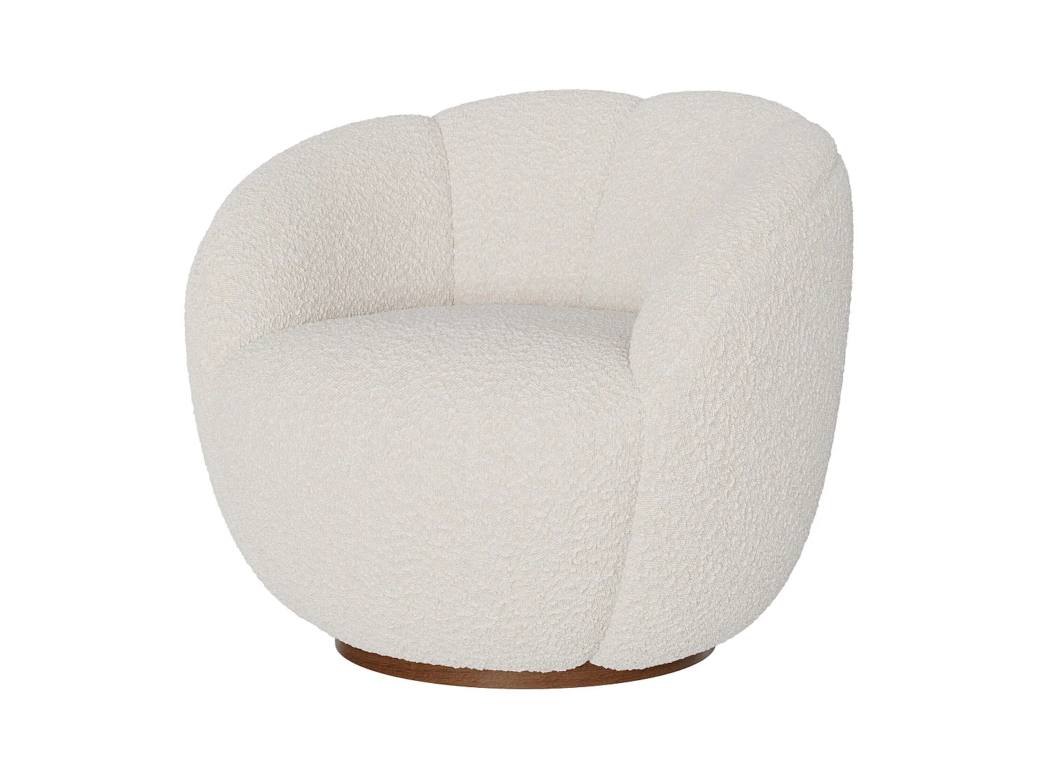 Fauteuil pivotant en tissu bouclé blanc - Ysé