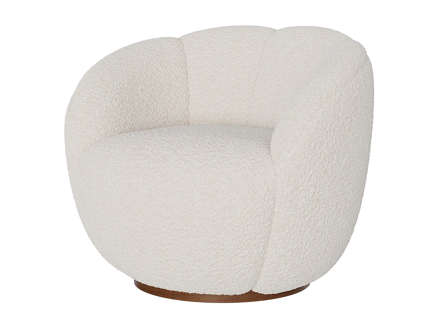 Poltrona girevole in tessuto bouclé bianco - Ysé