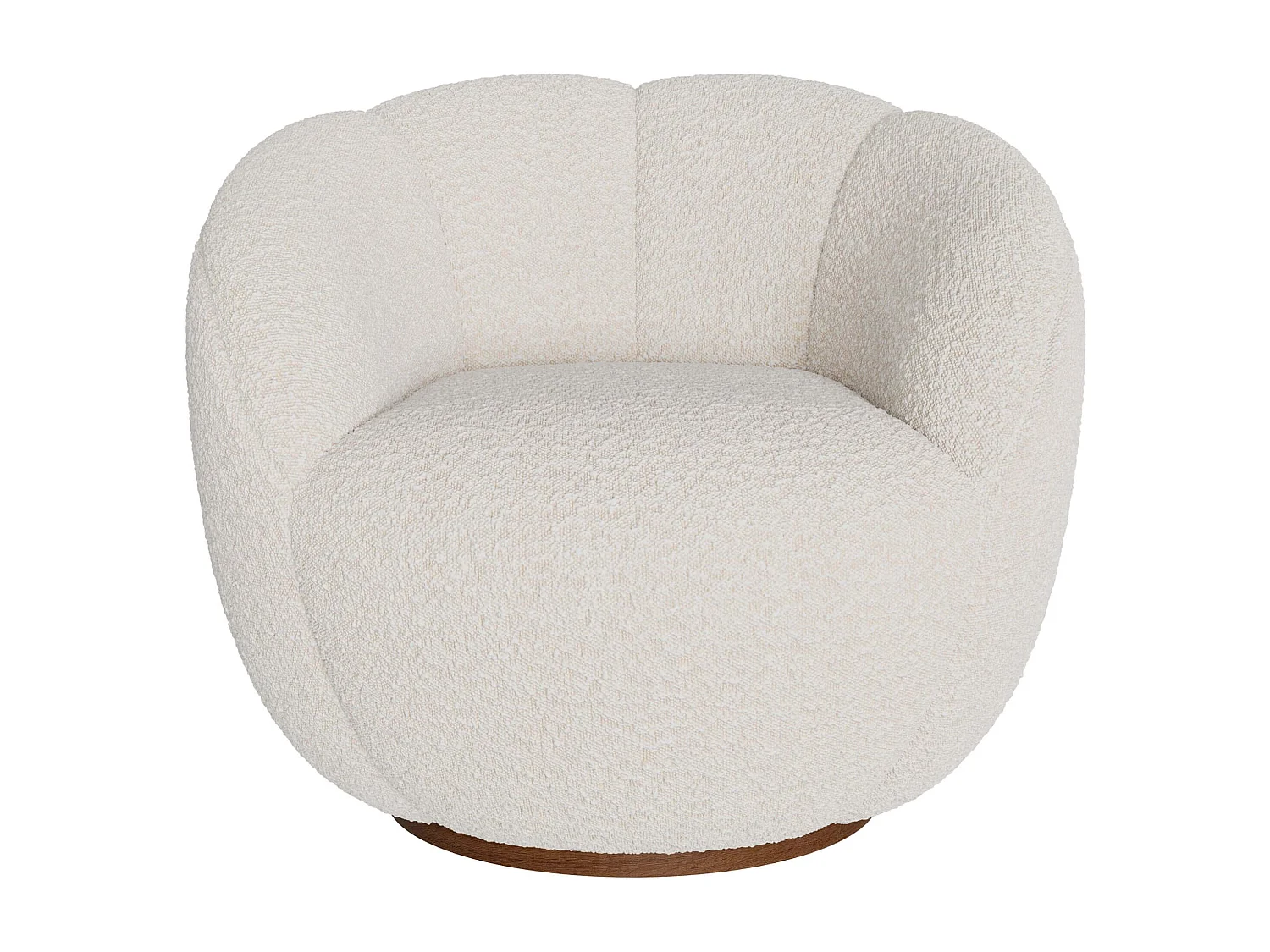 Poltrona girevole in tessuto bouclé bianco - Ysé