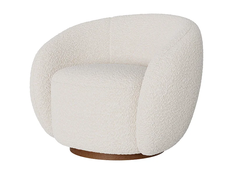 Poltrona girevole in tessuto bouclé bianco - Naya